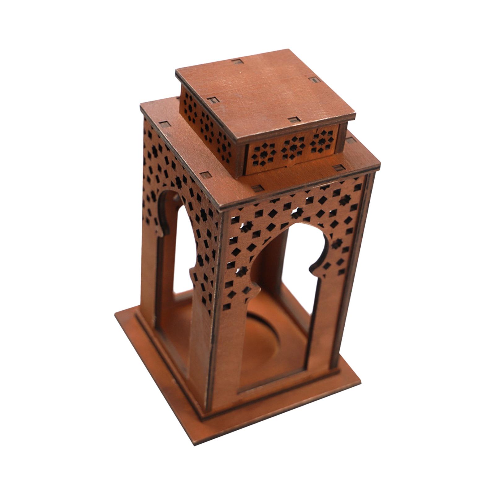 Gitohoni Candle Lantern Table Lantern Wooden Candle Holder 7inch Height Centerpiece Table Brown